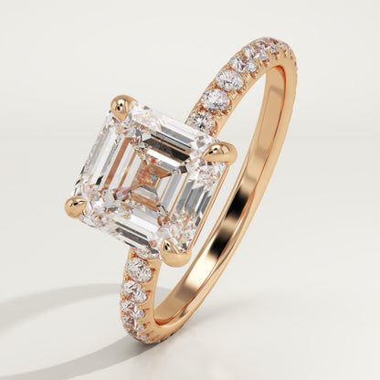 Asscher Cut Pave Lab-Grown Diamond Engagement Ring