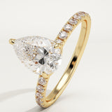 1.5 CT Pear Cut Pave Lab-Grown Diamond Engagement Ring