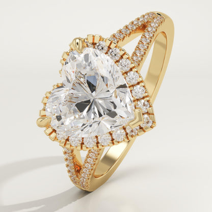 Heart Cut Halo & Pave Split Shank Lab-Grown Diamond Engagement Ring