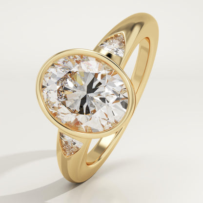 Oval Cut Three Stone Lab-Grown Diamond Engagement Ring