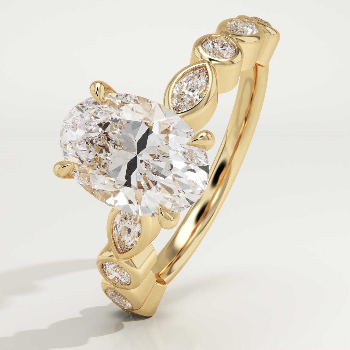 Oval Cut Pave Lab-Grown Diamond Engagement Ring