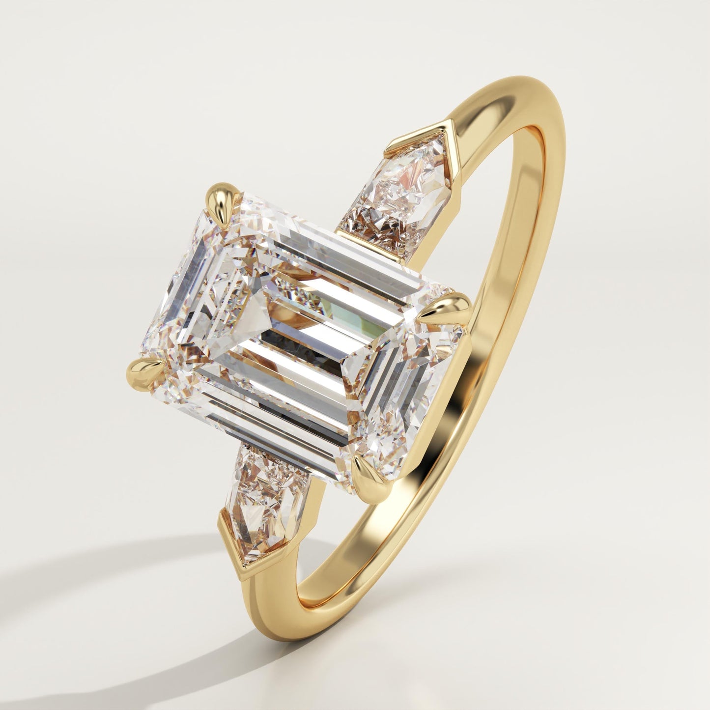 2 CT Emerald Cut Three Stone Moissanite Engagement Ring