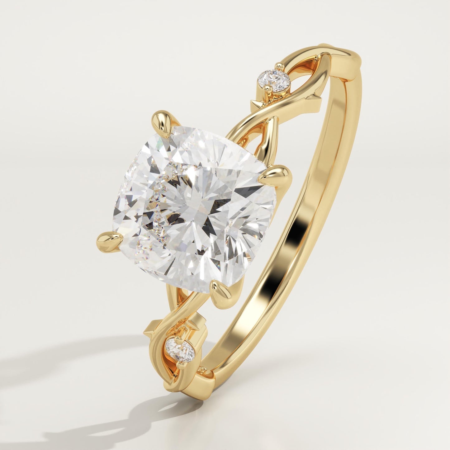 Cushion Cut Nature Inspired Lab-Grown Diamond Engagement Ring