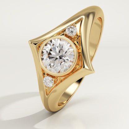 Round Cut Three Stone Lab-Grown Diamond Engagement Ring