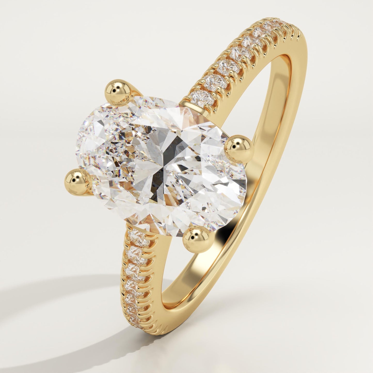 Oval Cut Pave Lab-Grown Diamond Engagement Ring