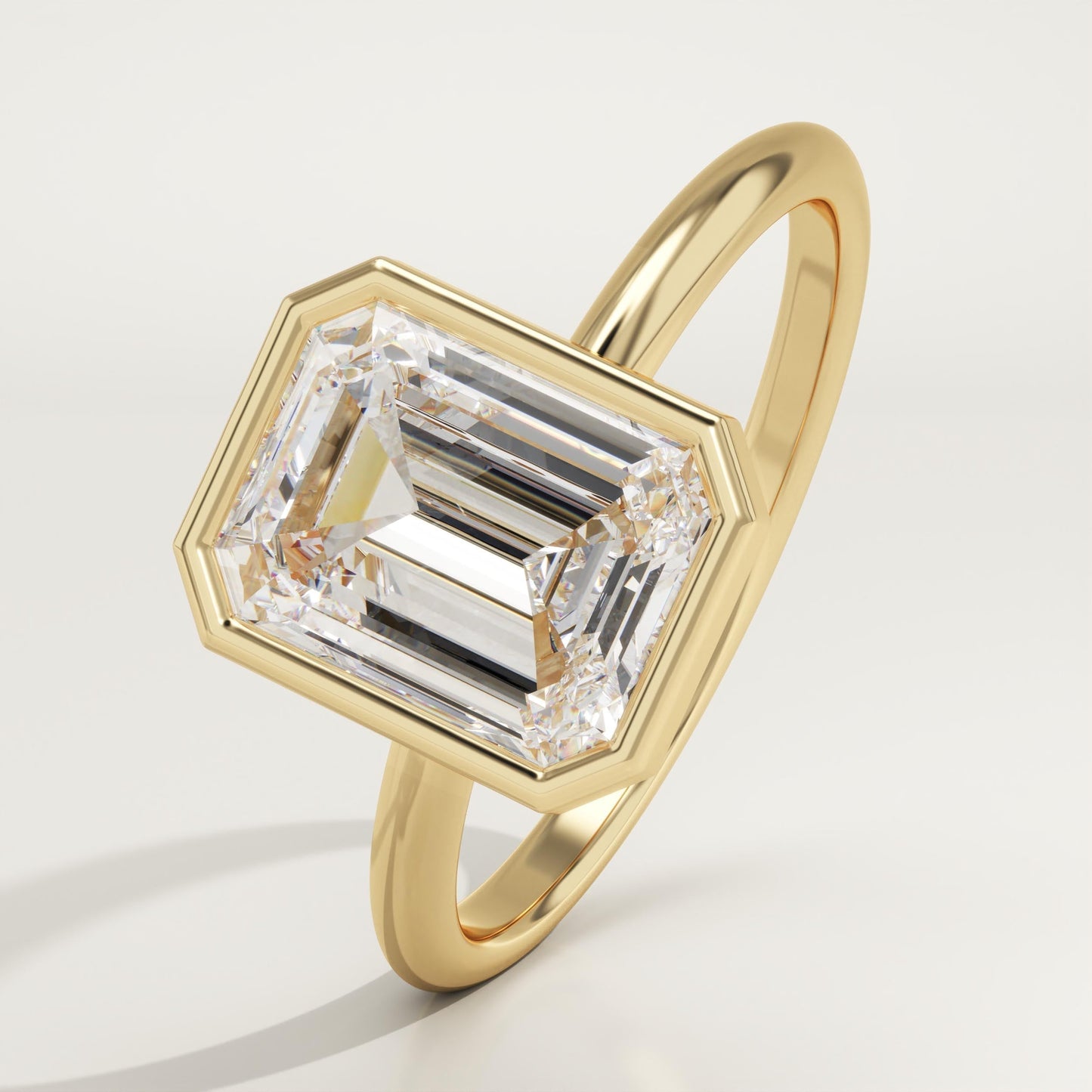 1.75 CT Emerald Cut Bezel Moissanite Engagement Ring