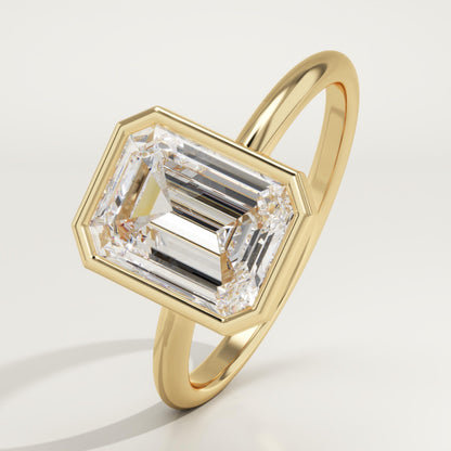 1.75 CT Emerald Cut Bezel Moissanite Engagement Ring