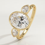 1.5 CT Oval Cut Three Stone Bezel Lab-Grown Diamond Engagement Ring