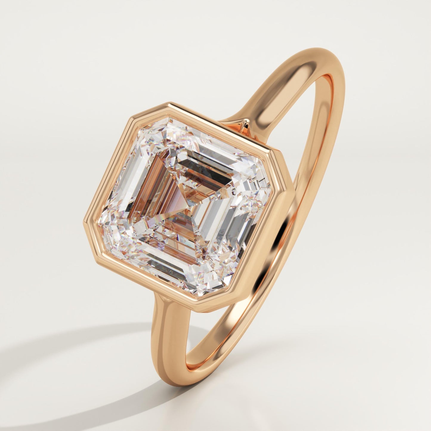 1.75 CT Asscher Cut Bezel Moissanite Engagement Ring