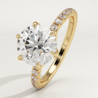 Round Cut Pave Lab-Grown Diamond Engagement Ring