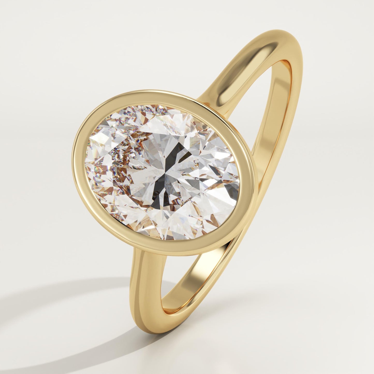 Oval Cut Bezel Lab-Grown Diamond Engagement Ring