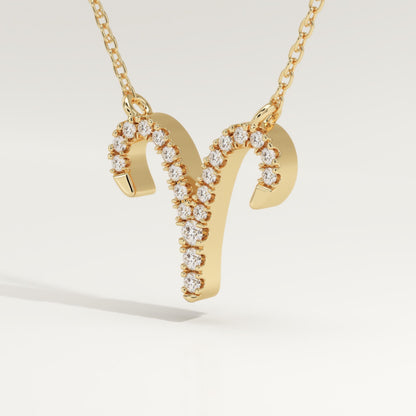 0.098 TCW Round Lab-Grown Diamond Aries Zodiac Necklace