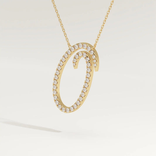 0.473 TCW Round Lab-Grown Diamond O Initial Necklace