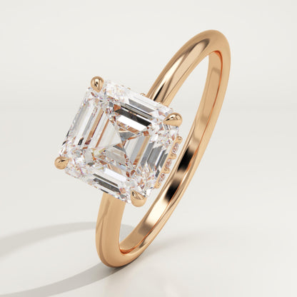 Asscher Cut Hidden Halo Lab-Grown Diamond Engagement Ring