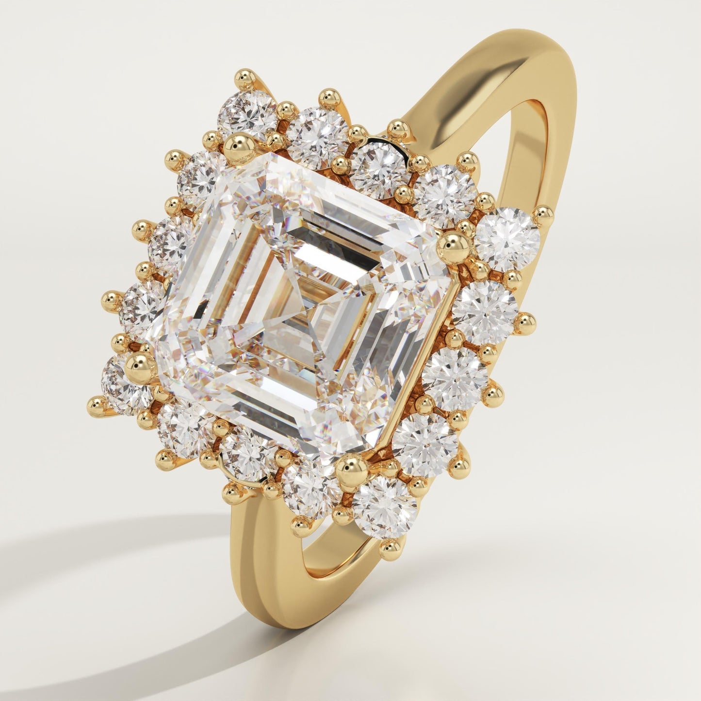 Asscher Cut Halo Lab-Grown Diamond Engagement Ring