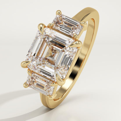 Asscher Cut Three Stone Lab-Grown Diamond Engagement Ring