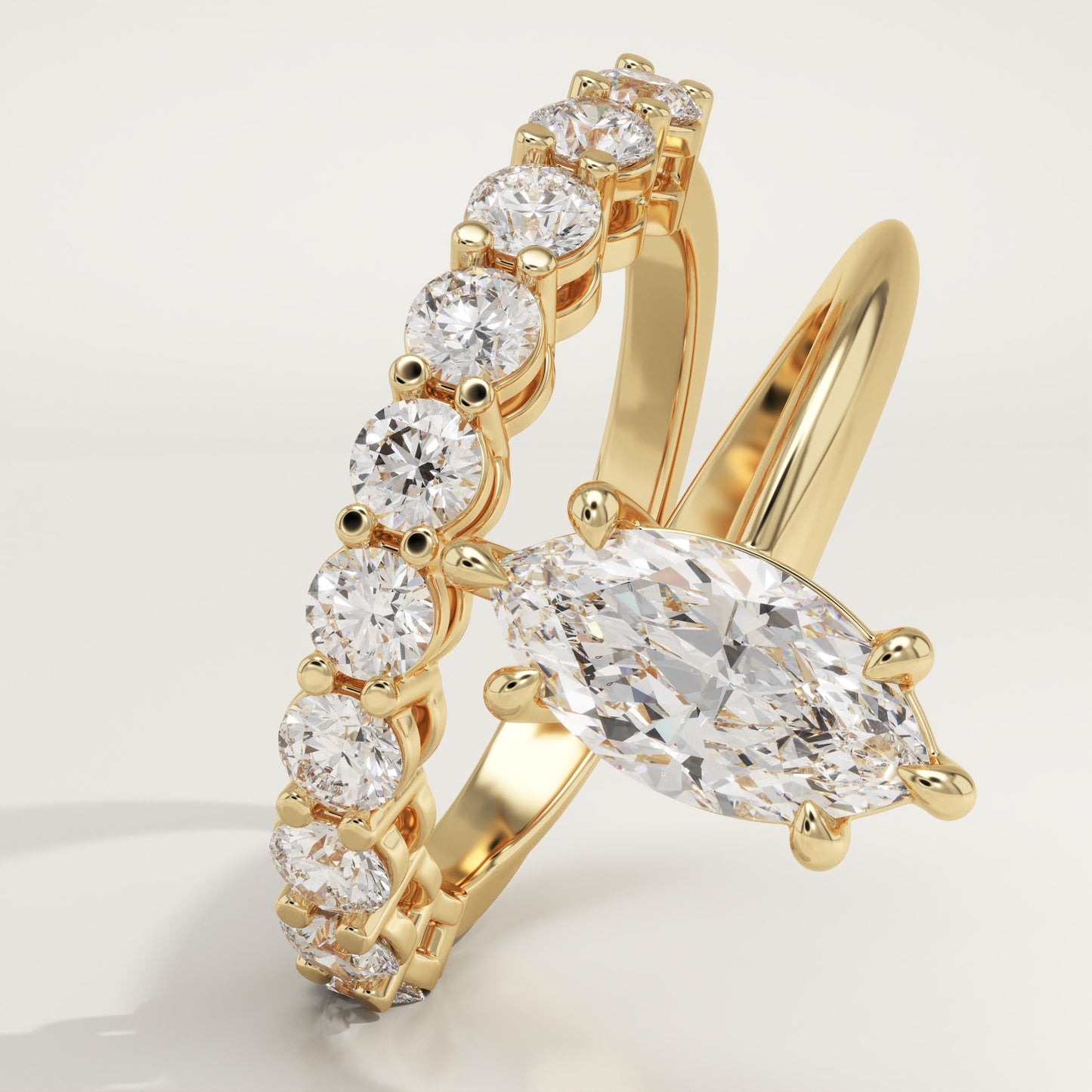 Marquise Cut Pave Lab-Grown Diamond Engagement Ring