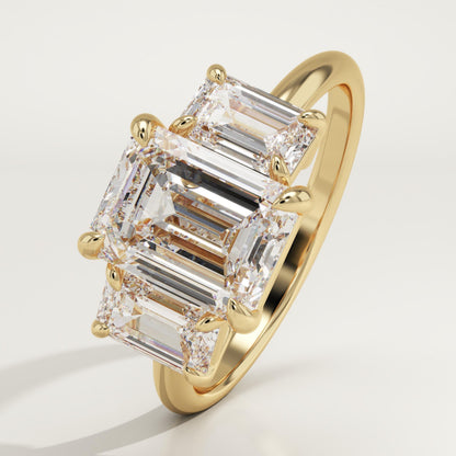 Emerald Cut Three Stone Lab-Grown Diamond Engagement Ring