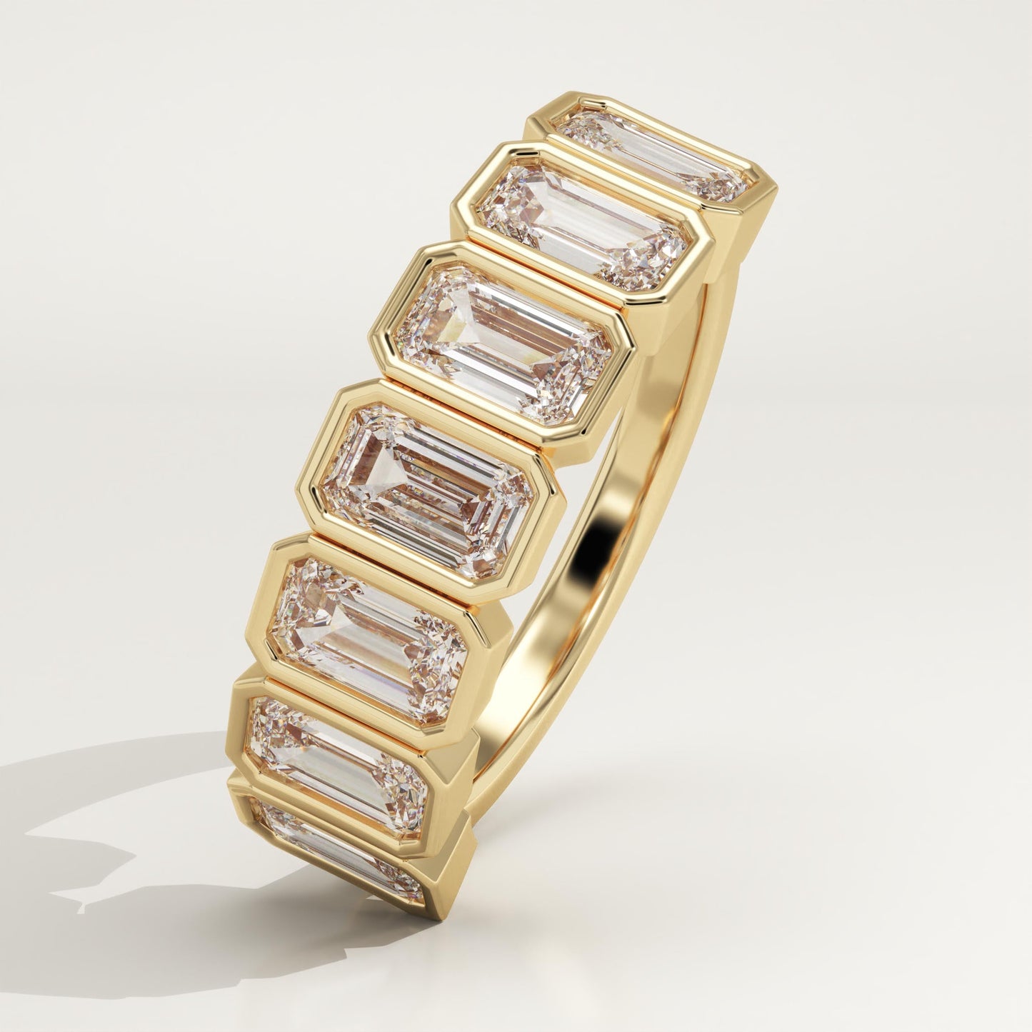 1.56 TCW Emerald Lab-Grown Diamond Half Eternity Wedding Band