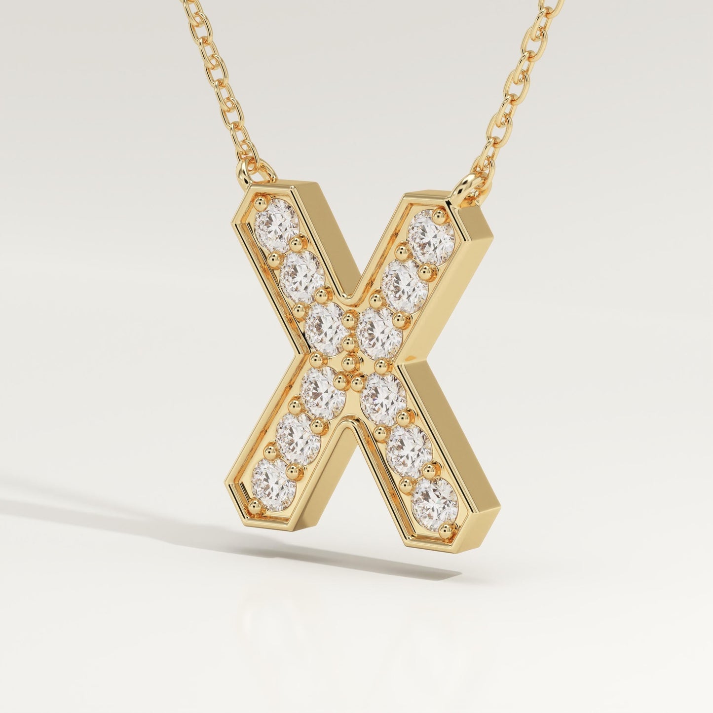 0.31 TCW Round Lab-Grown Diamond X Initial Necklace