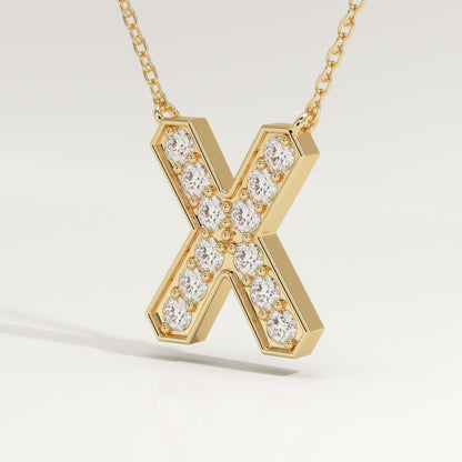 0.31 TCW Round Lab-Grown Diamond X Initial Necklace
