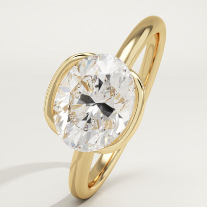 East West Oval Cut Half Bezel Lab-Grown Diamond Engagement Ring