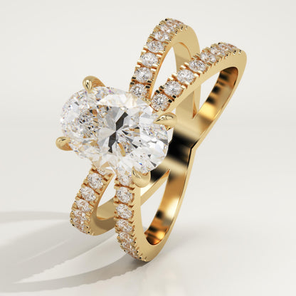 Oval Cut Hidden Halo & Criss Cross Pave Lab-Grown Diamond Engagement Ring