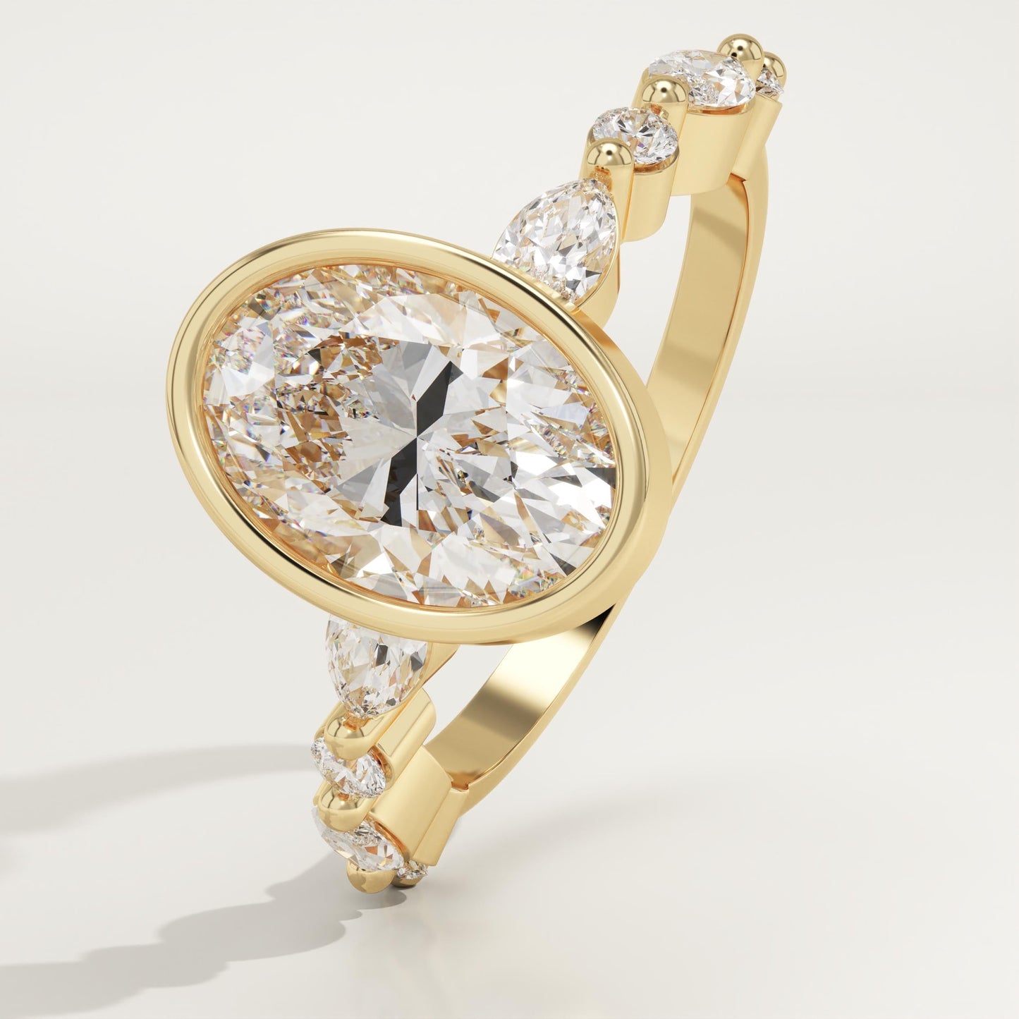 Oval Cut Bezel & Pave Lab-Grown Diamond Engagement Ring