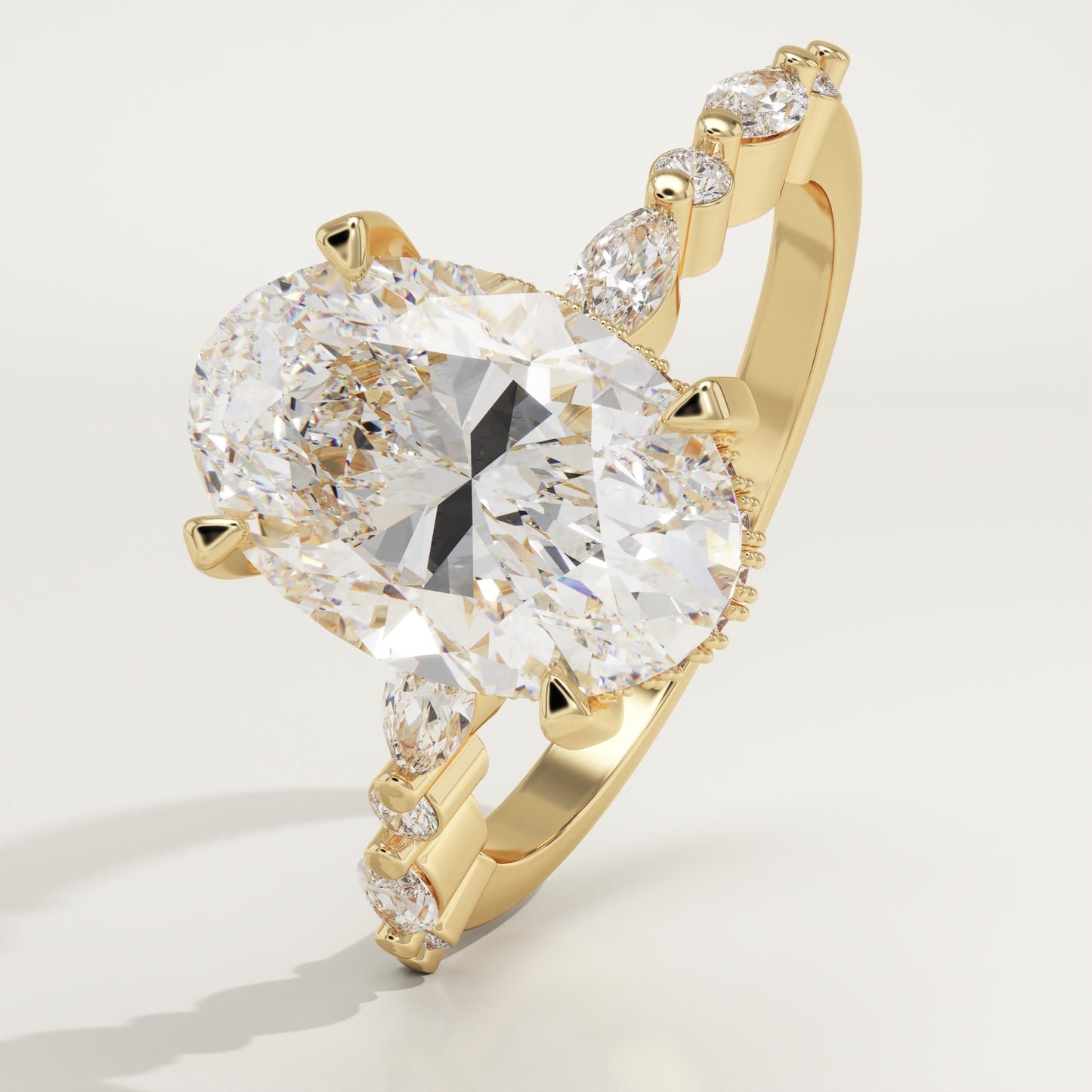 Oval Cut Hidden Halo & Pave Lab-Grown Diamond Engagement Ring