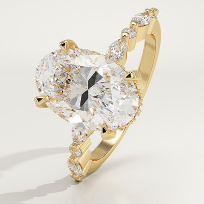 Oval Cut Hidden Halo & Pave Lab-Grown Diamond Engagement Ring
