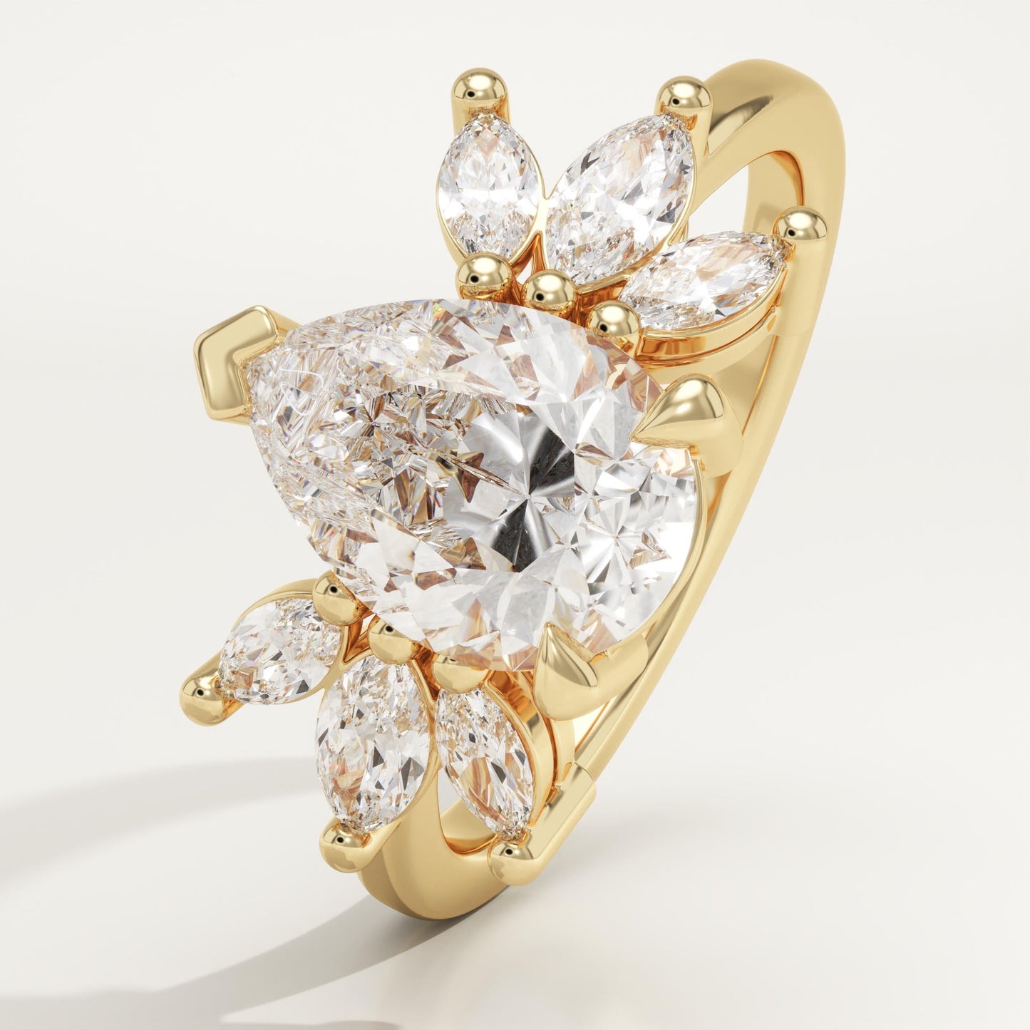 Pear Cut Nature Inspired Lab-Grown Diamond Engagement Ring