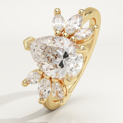 Pear Cut Nature Inspired Lab-Grown Diamond Engagement Ring