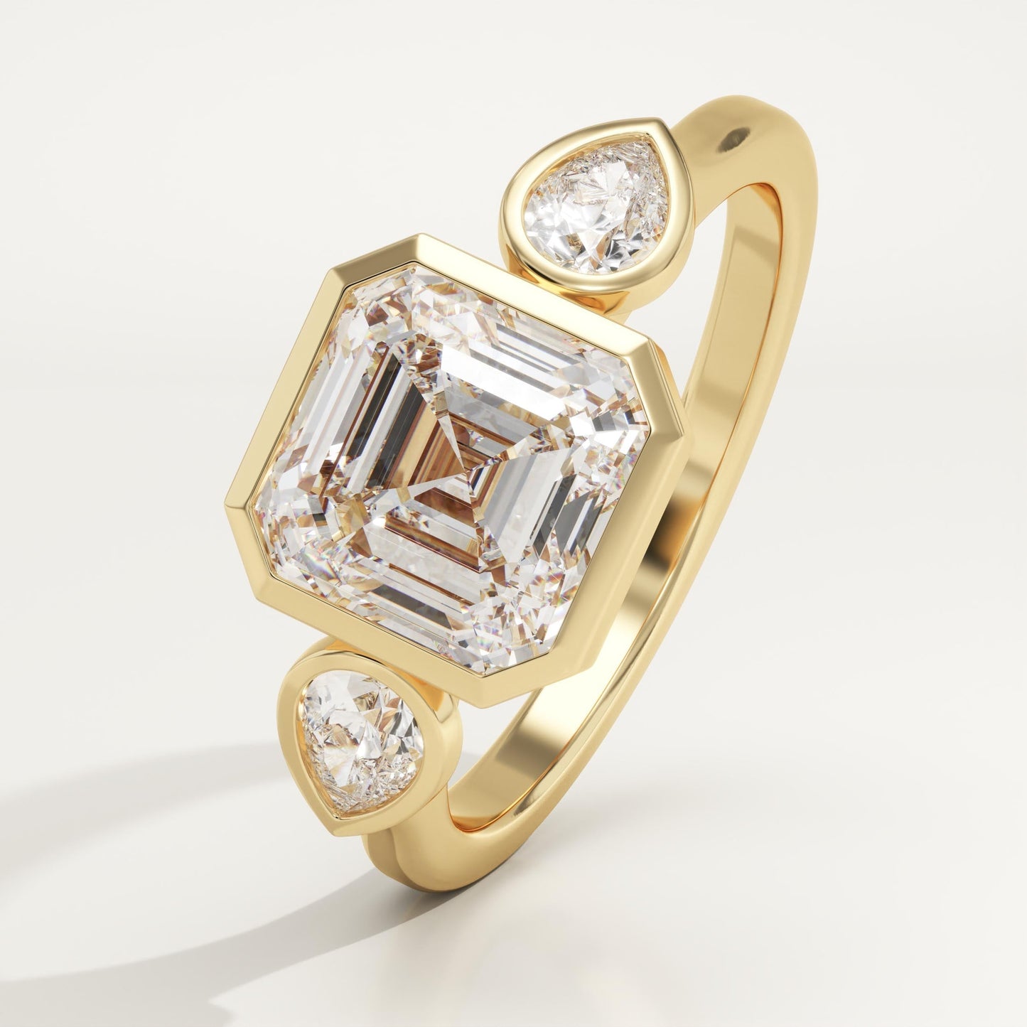 Asscher Cut Three Stone Lab-Grown Diamond Engagement Ring