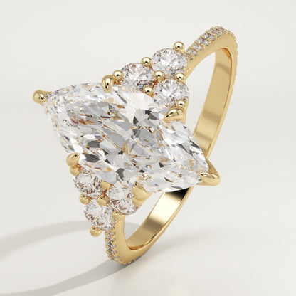 Marquise Cut Cluster Lab-Grown Diamond Engagement Ring