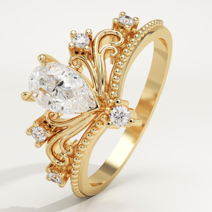 Pear Cut Art Deco Lab-Grown Diamond Engagement Ring
