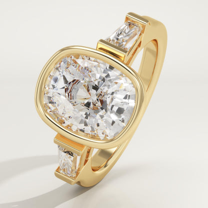 Elongated Cushion Cut Three Stone Lab-Grown Diamond Engagement Ring