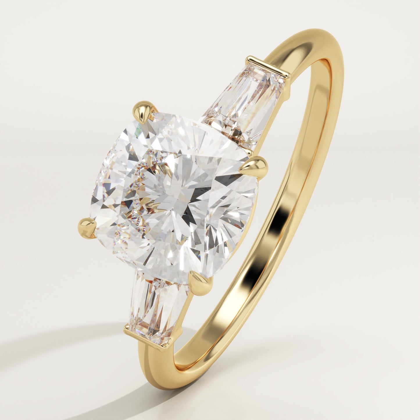 1.75 CT Cushion Cut Three Stone Moissanite Engagement Ring