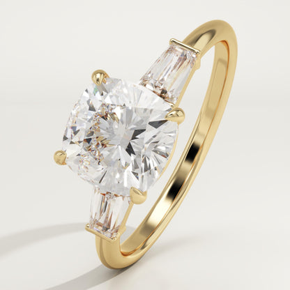 1.75 CT Cushion Cut Three Stone Moissanite Engagement Ring