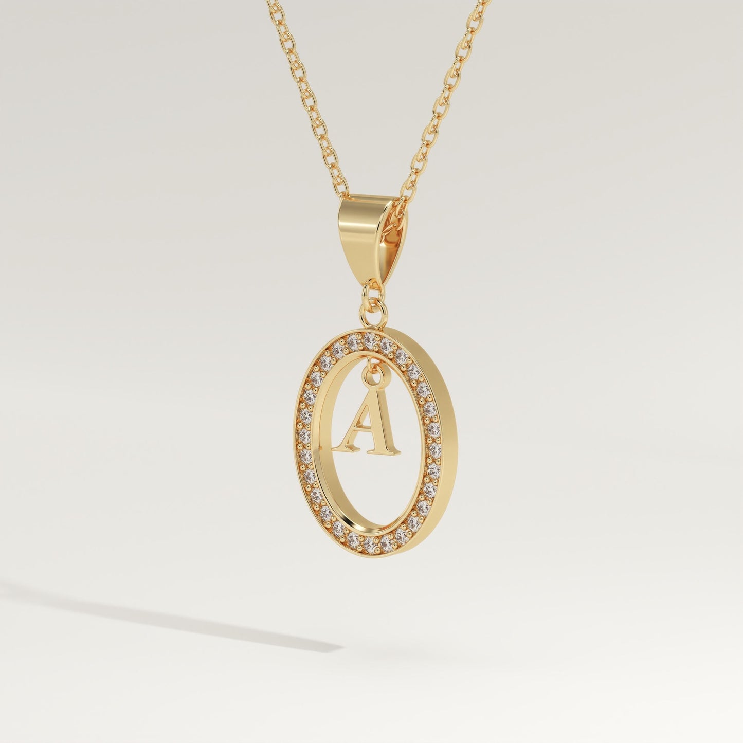 0.05 TCW Round Lab-Grown Diamond A Initial Necklace