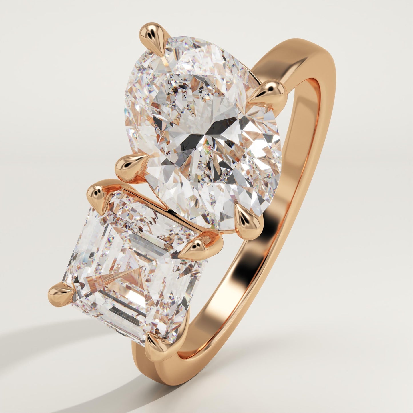 3.75 TCW Asscher & Oval Cut Toi Et Moi Lab-Grown Diamond Engagement Ring