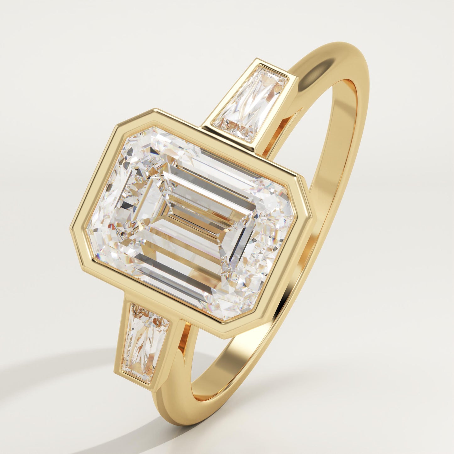 2 CT Emerald Cut Moissanite Three Stone Engagement Ring (US Size 7.25 Ready To Ship)