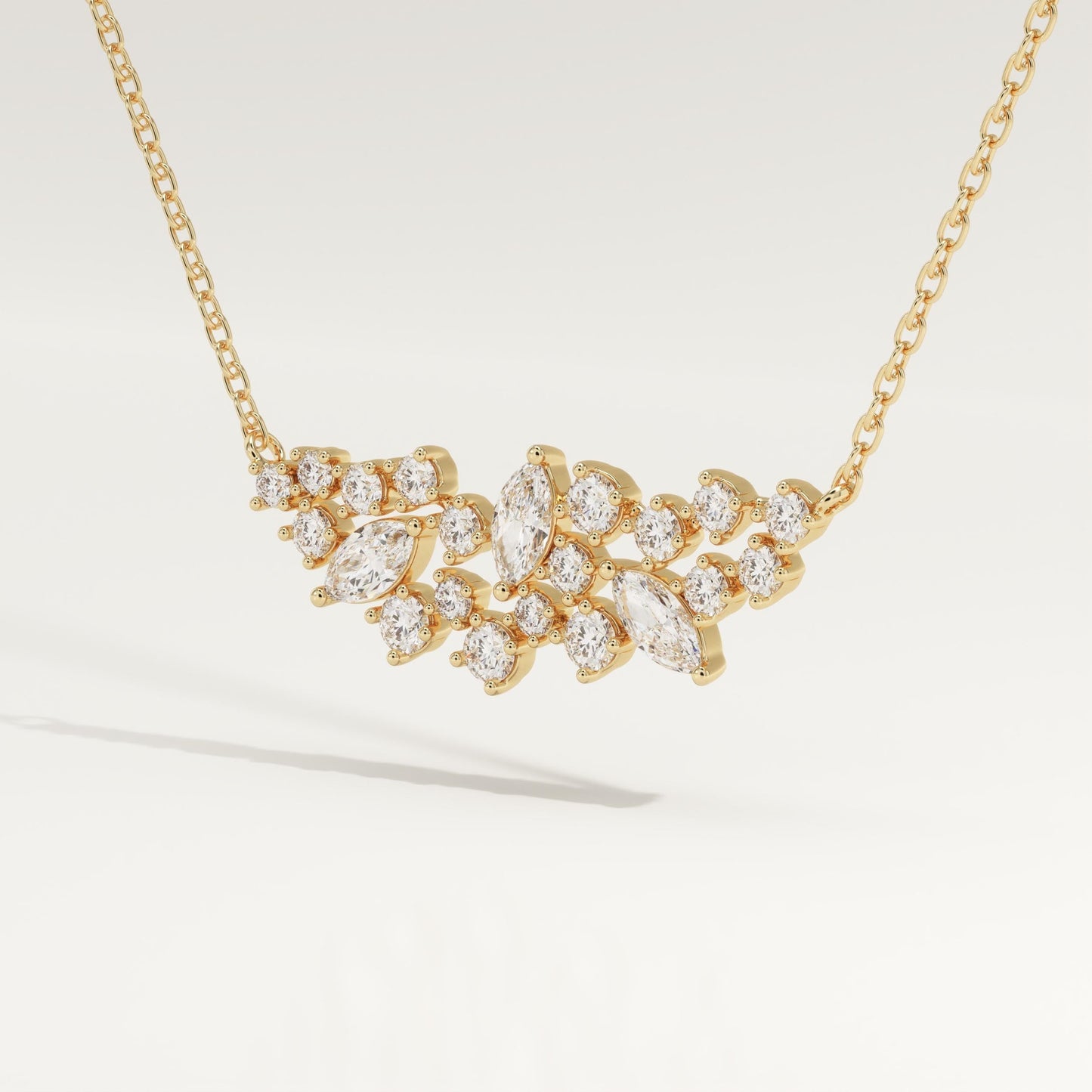 0.248 TCW Round & Marquise Lab-Grown Diamond Charm Necklace