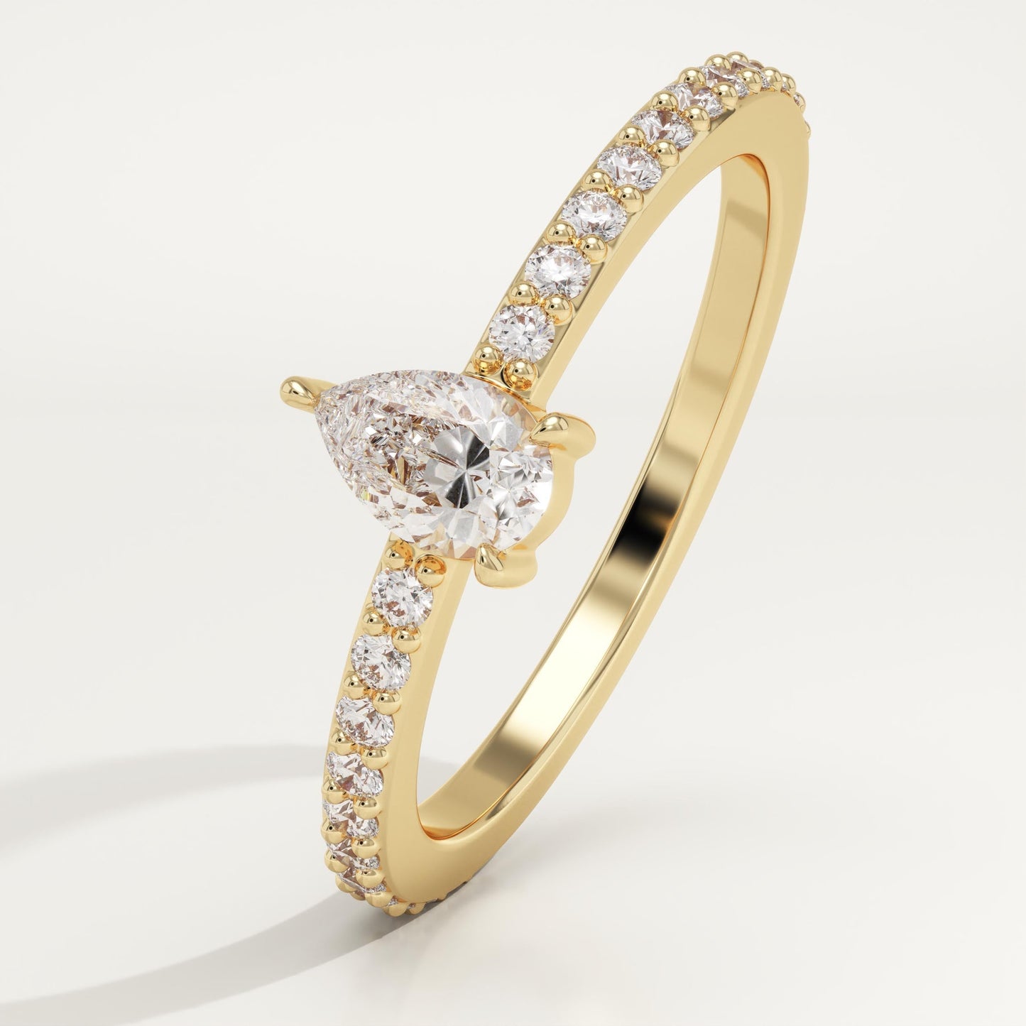 Pear Cut Pave Lab-Grown Diamond Engagement Ring