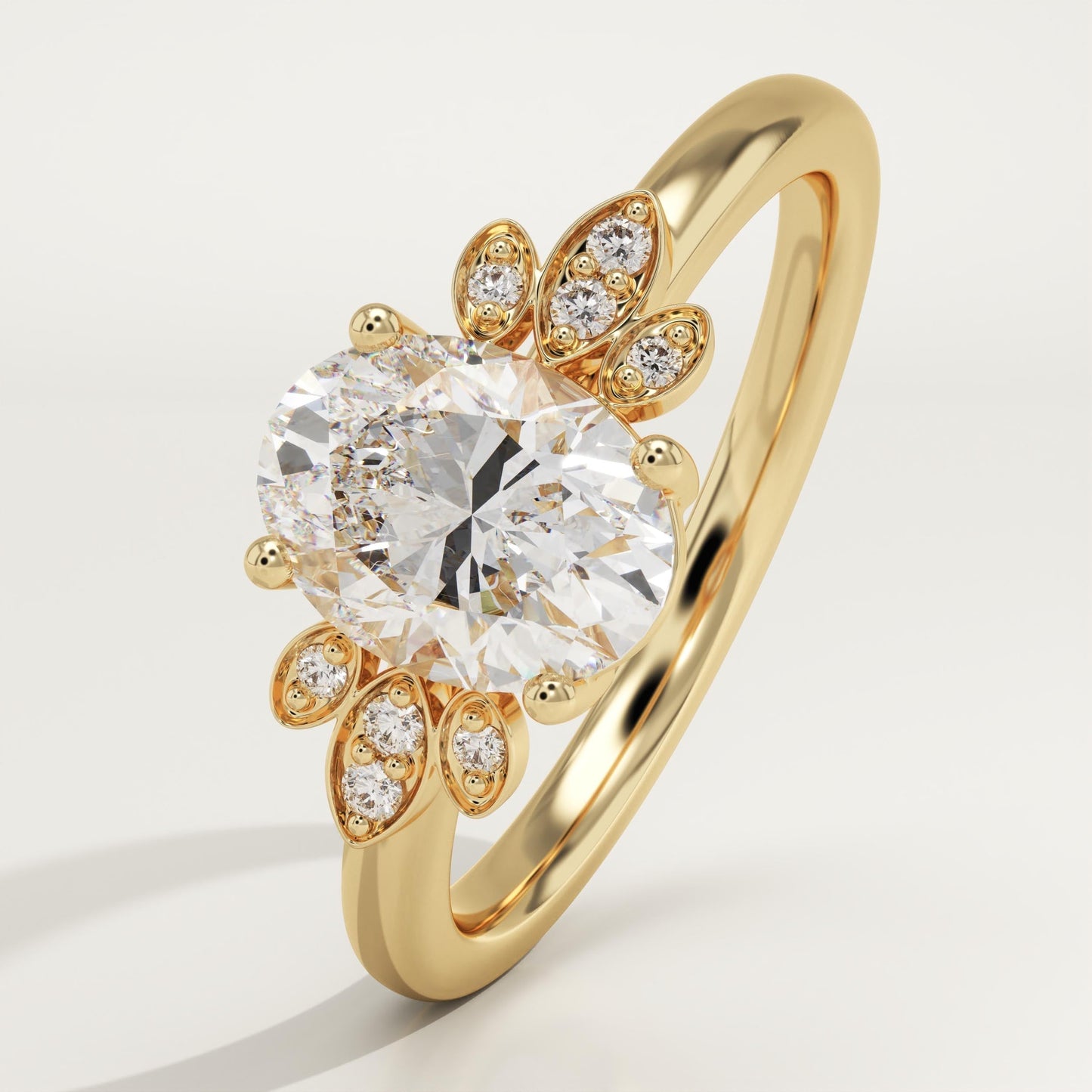 Oval Cut Cluster Lab-Grown Diamond Engagement Ring