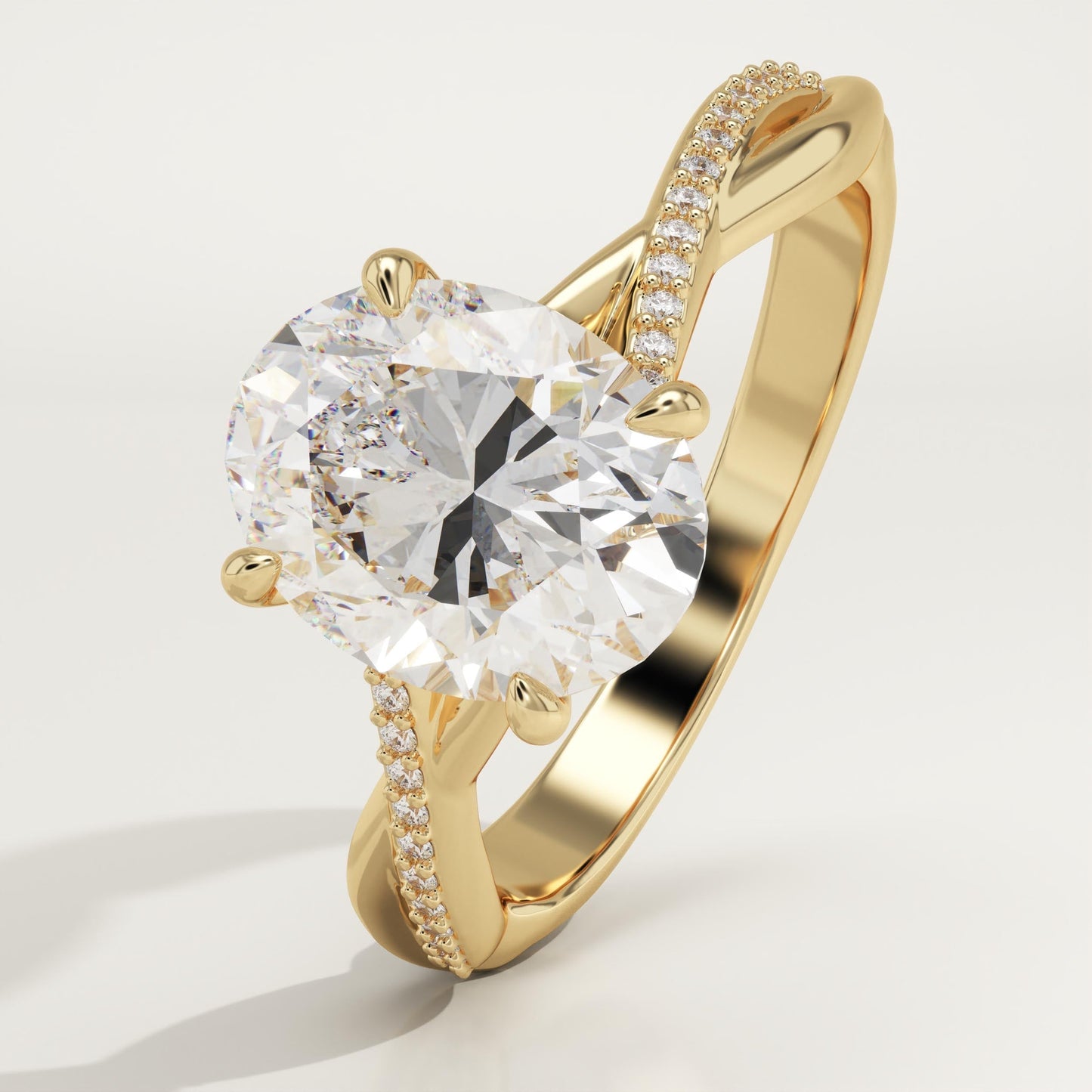 Oval Cut Twisted Pave Lab-Grown Diamond Engagement Ring