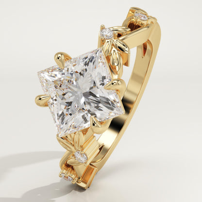 Princess Cut Nature Inspired Lab-Grown Diamond Engagement Ring
