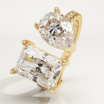 4.75 TCW Pear & Radiant Cut Toi Et Moi Pave Lab-Grown Diamond Engagement Ring