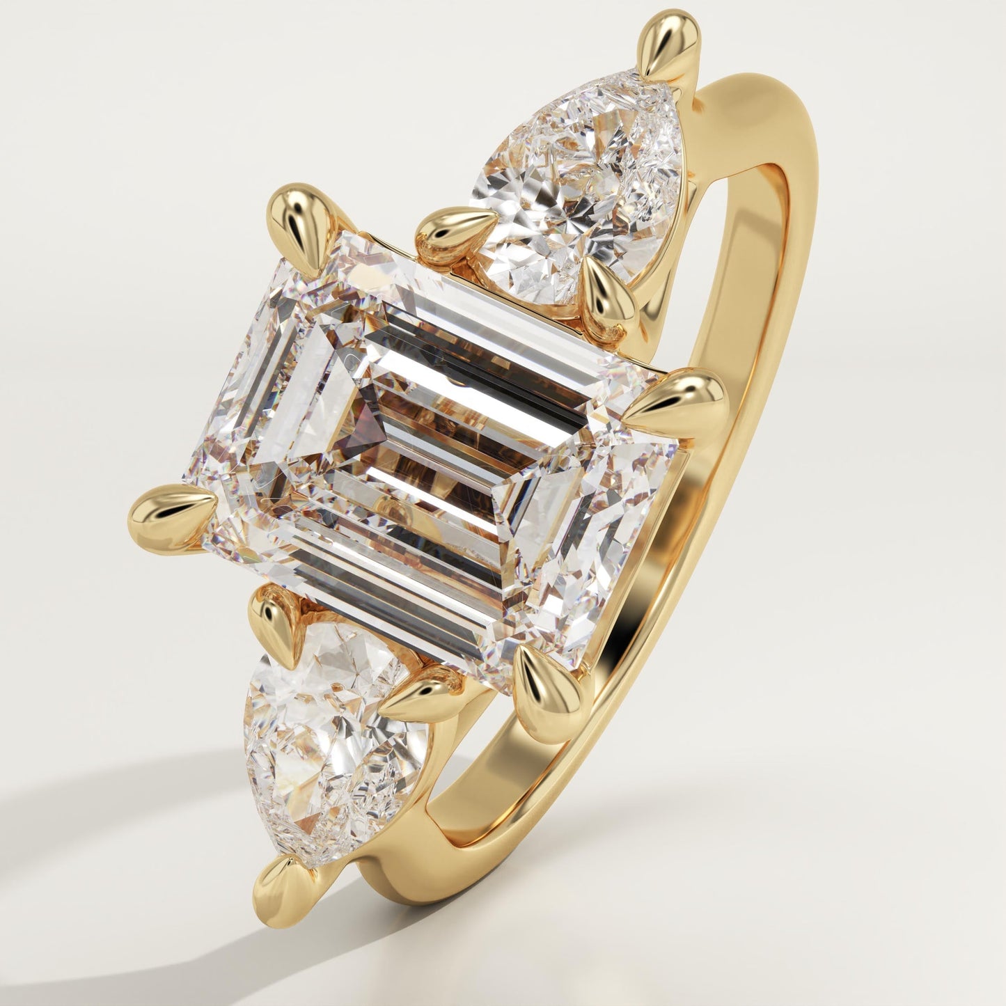 Emerald Cut Three Stone Lab-Grown Diamond Engagement Ring