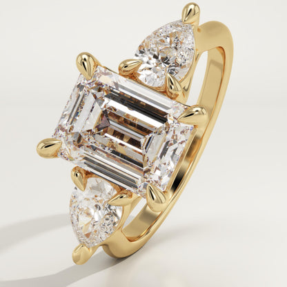 Emerald Cut Three Stone Lab-Grown Diamond Engagement Ring
