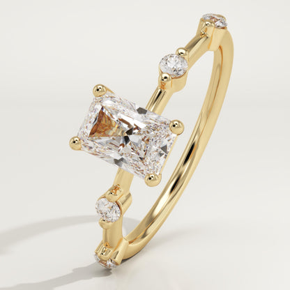 Radiant Cut Dainty Pave Lab-Grown Diamond Engagement Ring